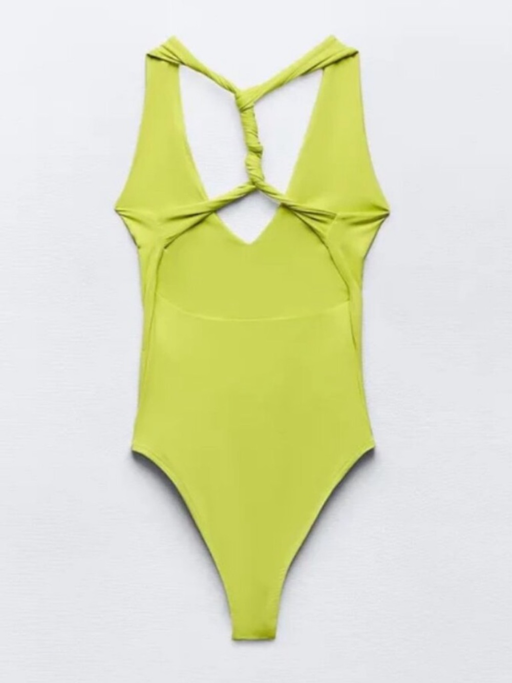 NEW! Zara Neon Lime Halter V-Neck Bodysuit - Picture 5 of 6
